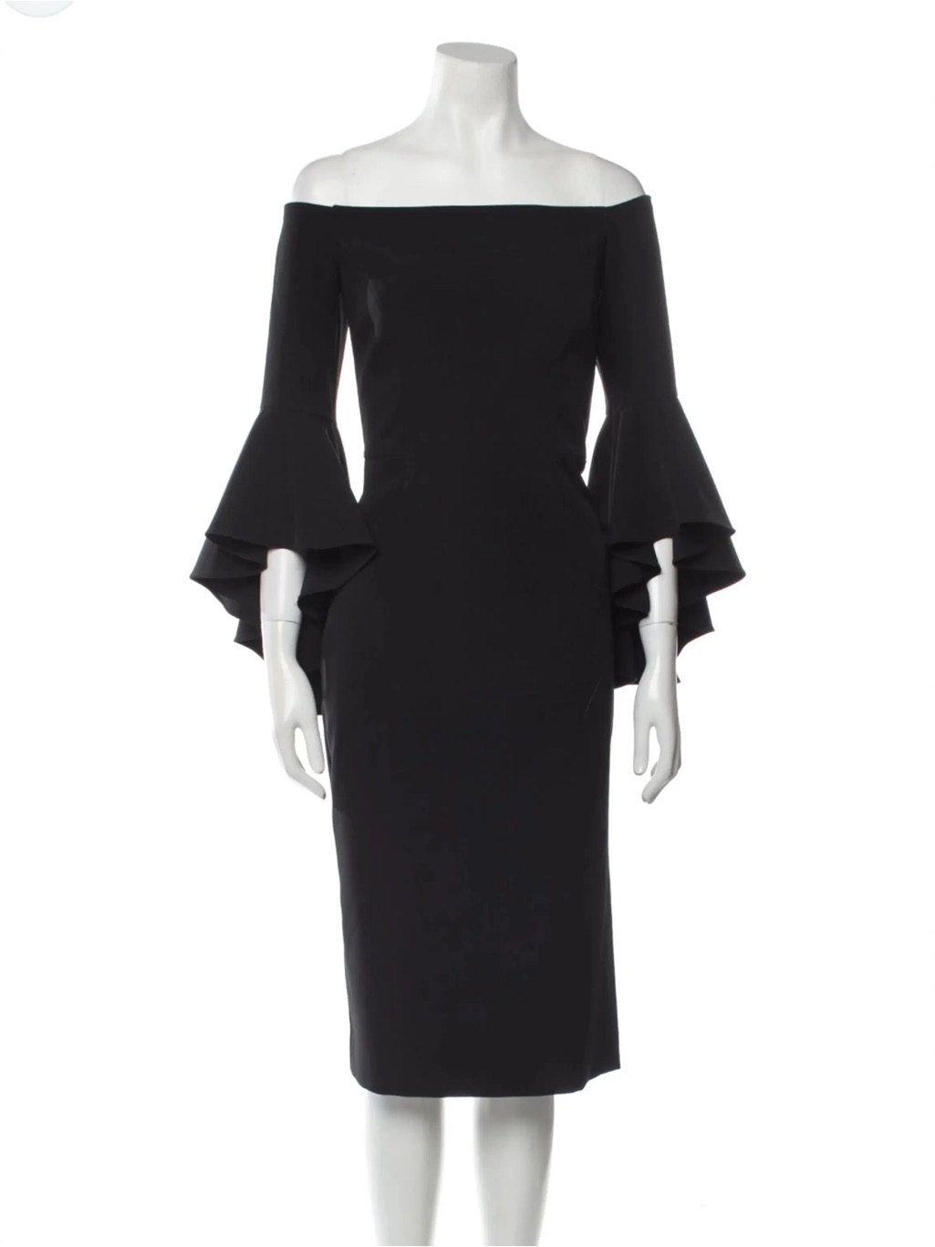 Milly Off-Shoulder Black Ruffle-Sleeve Dress